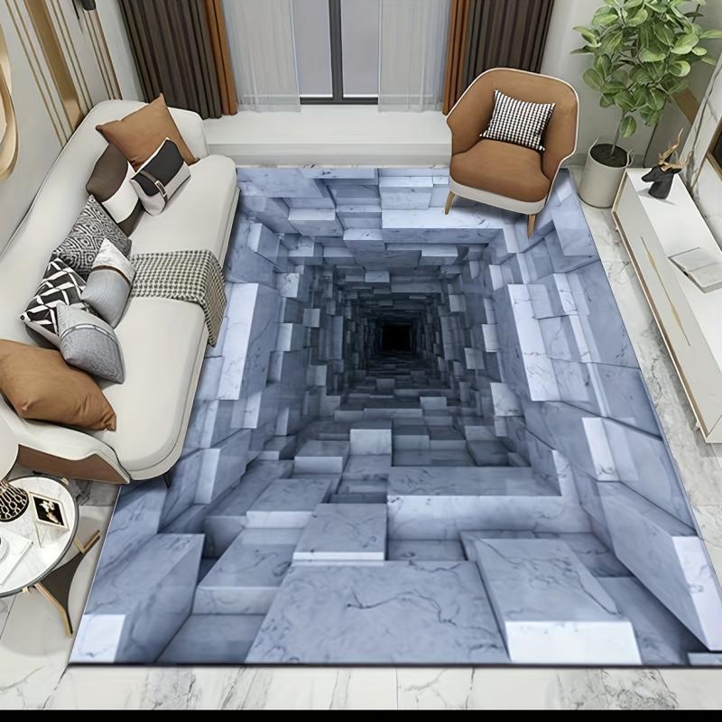 Visual Swirl Living Room Rug Soft Non Slip 3D Stereo Bedroom Mat Carpet