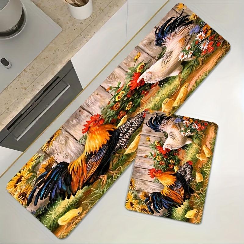 Rustic Soft Kitchen Rug Set Non Slip Waterproof Machine Washable