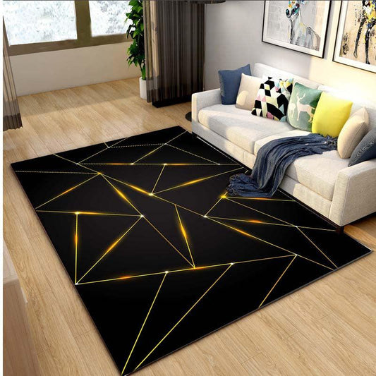 Modern Abstract Geometric Area Rug Contemporary Golden Line Pattern Carpet