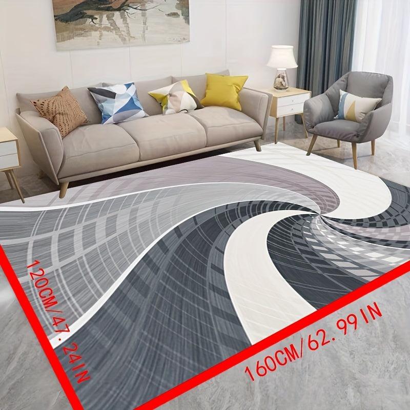 Nordic Abstract Velvet Carpet TPR Anti Slip Living Room Sofa Bedroom Floor