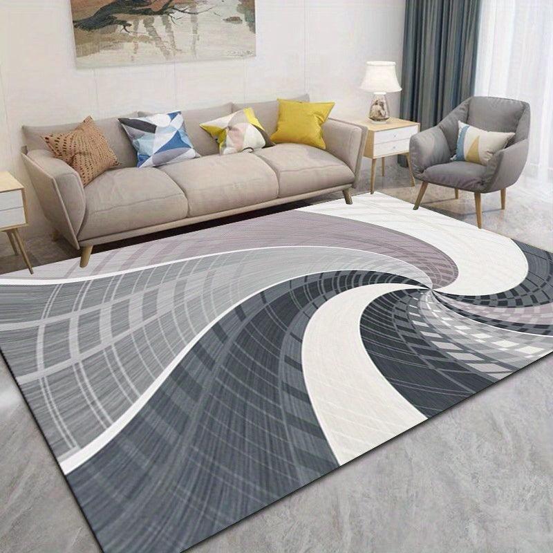 Nordic Abstract Velvet Carpet TPR Anti Slip Living Room Sofa Bedroom Floor