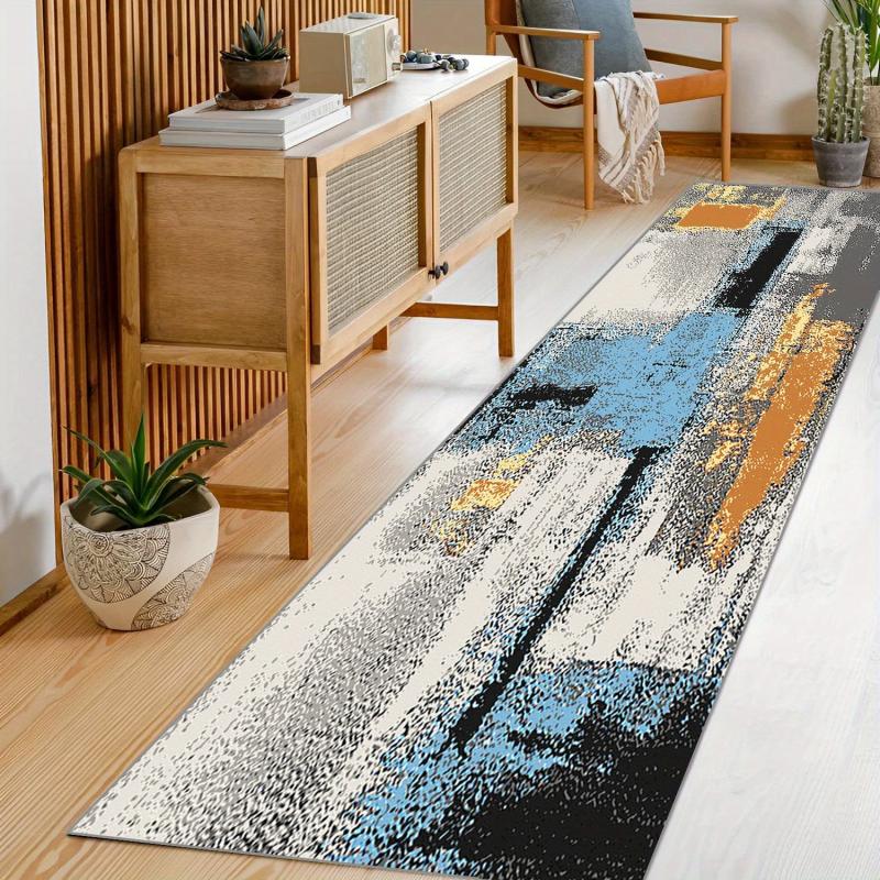 Vintage Distressed Runner Rug with Non Slip Rubber Backing