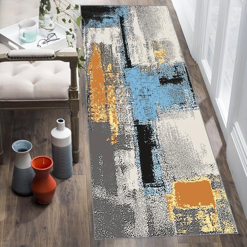 Vintage Distressed Runner Rug with Non Slip Rubber Backing