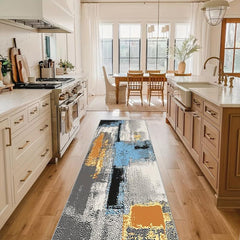 Vintage Distressed Runner Rug with Non Slip Rubber Backing