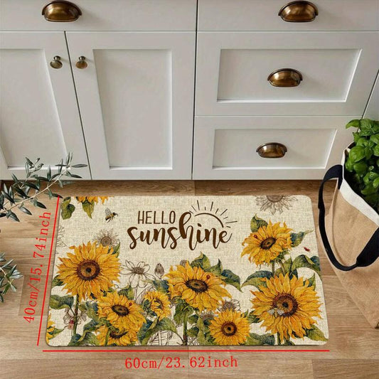 Soft Sunflower Kitchen Rug Anti Fatigue Non Slip Memory Foam Absorbent