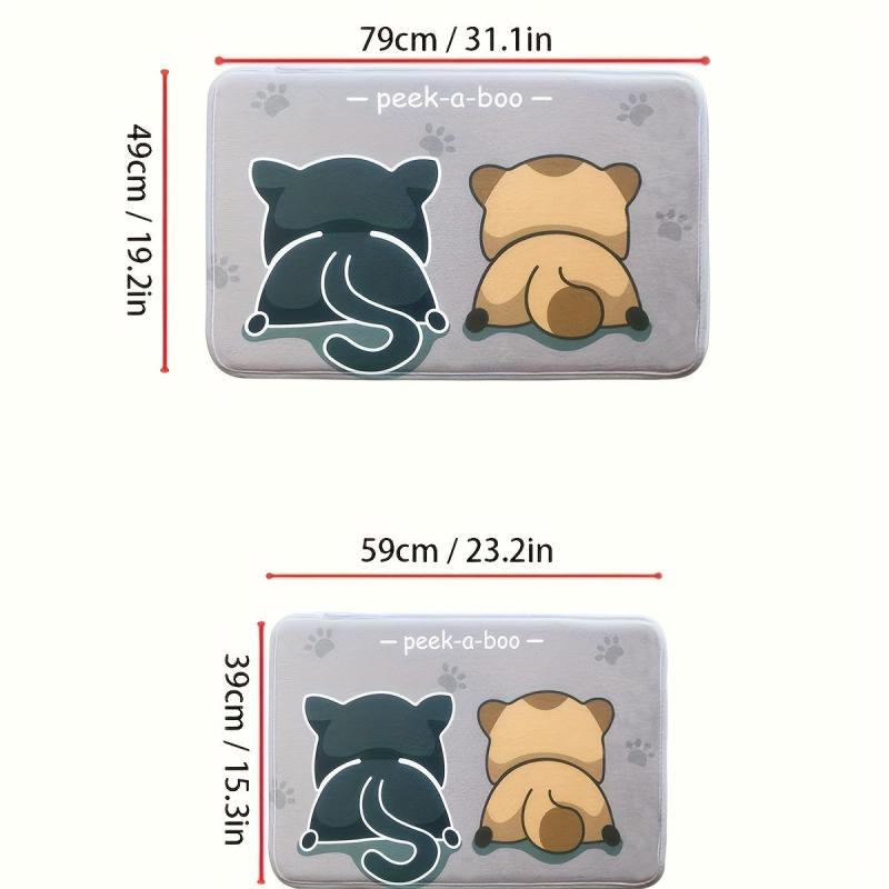 Cartoon Pattern Bath Rug Soft Flannel Non-slip Mat Absorbent Carpet