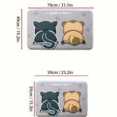 Cartoon Pattern Bath Rug Soft Flannel Non-slip Mat Absorbent Carpet