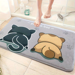 Cartoon Pattern Bath Rug Soft Flannel Non-slip Mat Absorbent Carpet