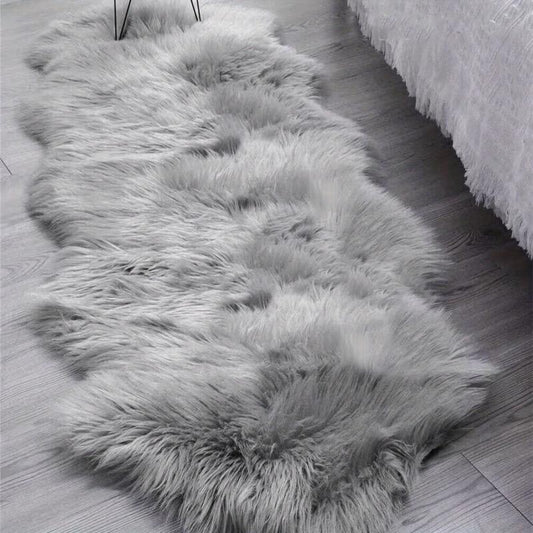 Grey Soft Faux Fur Plush Shaggy Rug For Home Decor