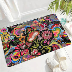 Psychedelic Mushroom Print Area Rug Anti Fatigue Kitchen Rug