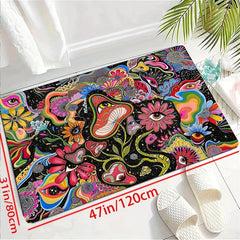 Psychedelic Mushroom Print Area Rug Anti Fatigue Kitchen Rug