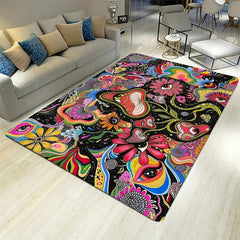 Psychedelic Mushroom Print Area Rug Anti Fatigue Kitchen Rug