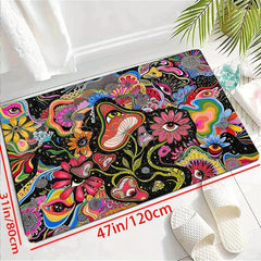 Psychedelic Mushroom Print Area Rug Anti Fatigue Kitchen Rug