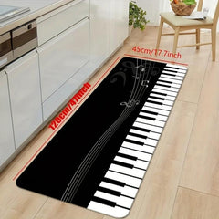 Piano Key Kitchen Floor Mat Non slip Flannel Soft Rug