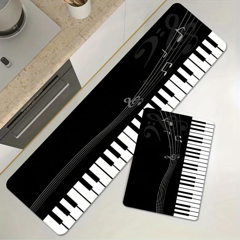 Piano Key Kitchen Floor Mat Non slip Flannel Soft Rug