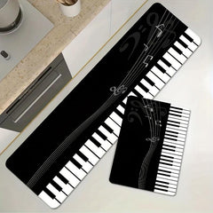 Piano Key Kitchen Floor Mat Non slip Flannel Soft Rug