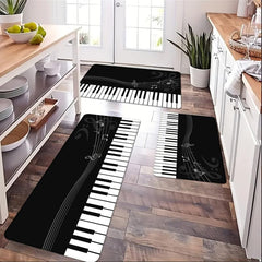 Piano Key Kitchen Floor Mat Non slip Flannel Soft Rug