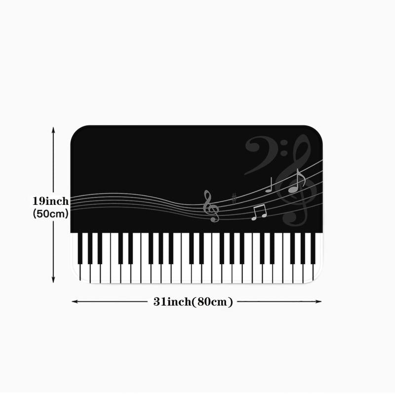 Piano Key Kitchen Floor Mat Non slip Flannel Soft Rug