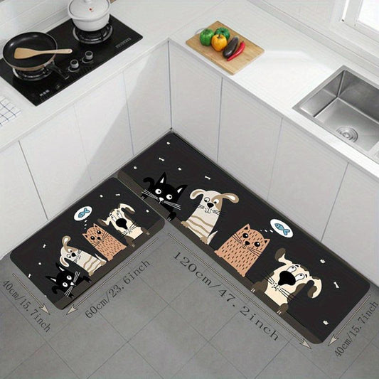 2pcs Kitchen Rug Set Memory Foam Absorbent Anti Fatigue Runner Waterproof Soft