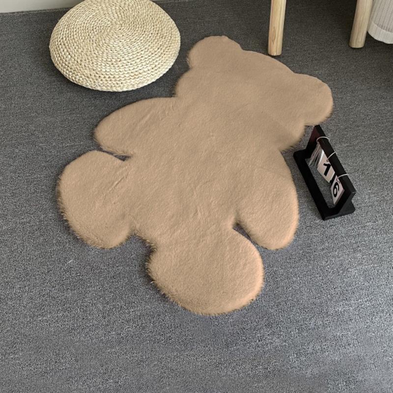 Khaki Rabbit Fur Bear Rug Bedroom Home Non-slip Mat