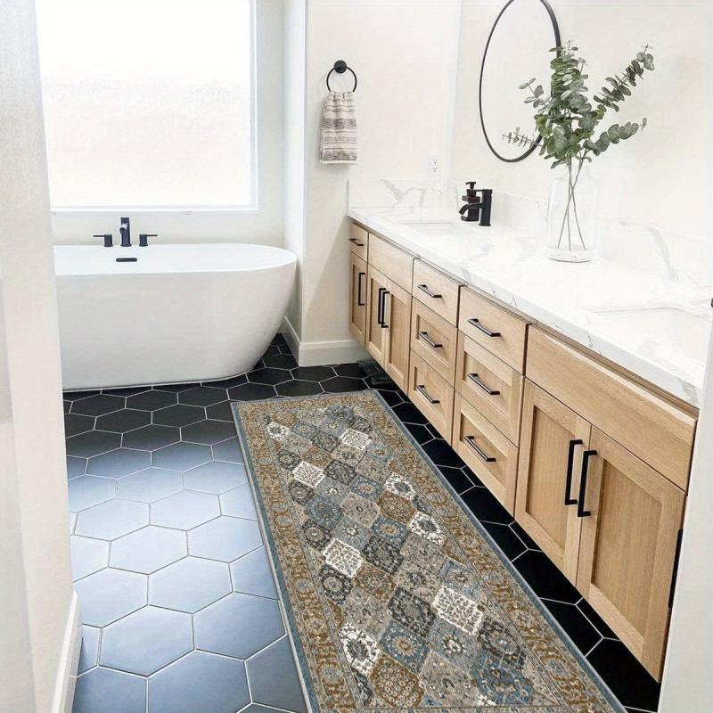 Moroccan Trellis Hallway Runner Washable Rug Non Slip Boho Area Rug