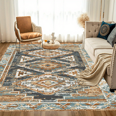 Large Vintage Boho Area Rug European Green Golden Pattern Soft Washable Carpet