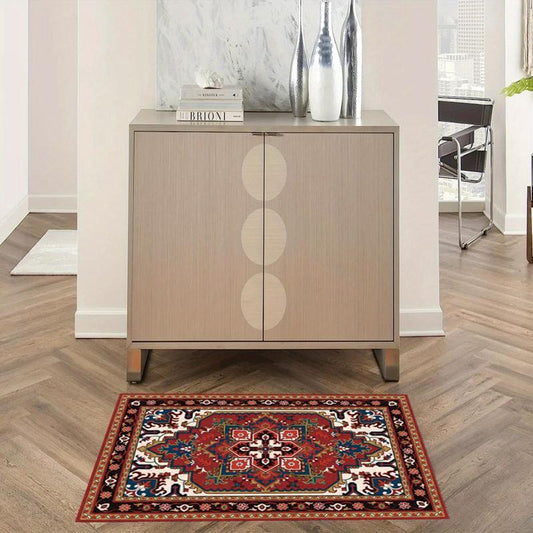 Non Slip Red Persian Oriental Area Rug, Machine Washable, Durable