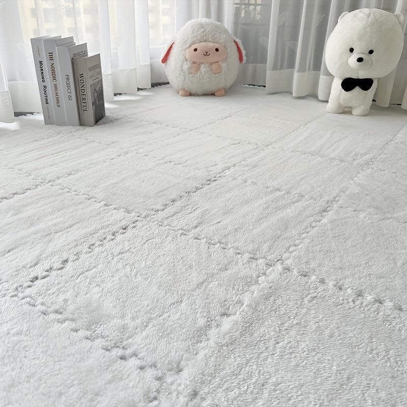 12pcs Plush Puzzle Foam Floor Mat Soft Interlocking Carpet