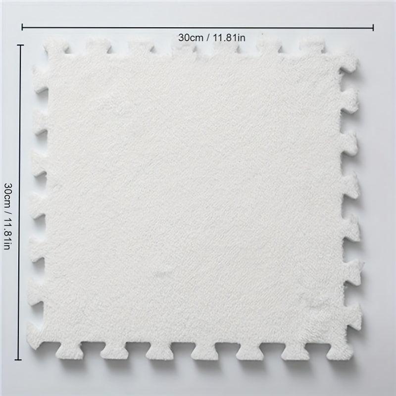 12pcs Plush Puzzle Foam Floor Mat Soft Interlocking Carpet