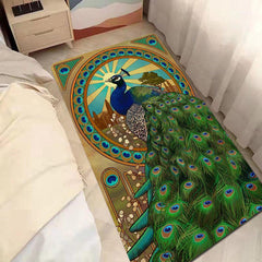 Peacock Floor Mat Painting Bathroom Rug Non Slip Absorbent Bathtub Mat