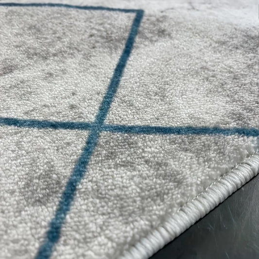 Gray Geometric Minimalist Area Rug Non-slip Washable Indoor Carpet