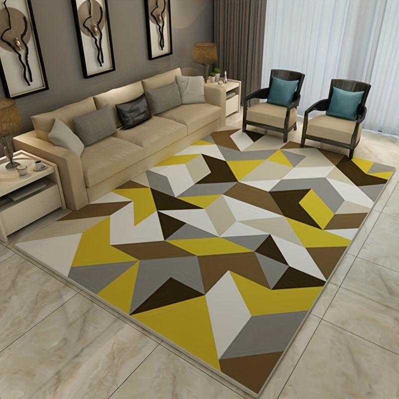 Geometric Living Room Carpet Non-slip TPR Backing Bedside Bedroom Floor Mat