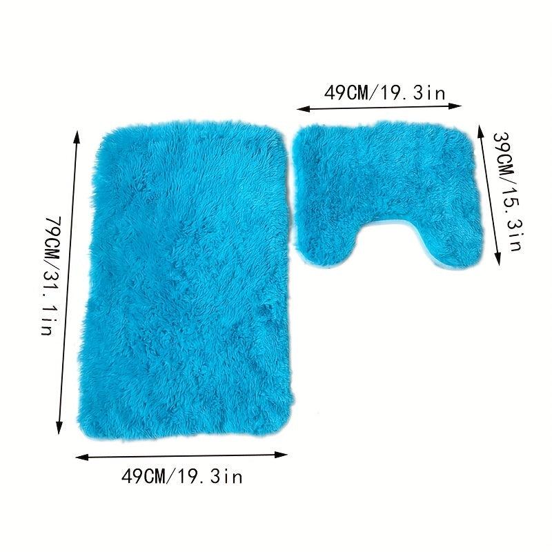 2pcs Waterproof Plush Bathroom Mats