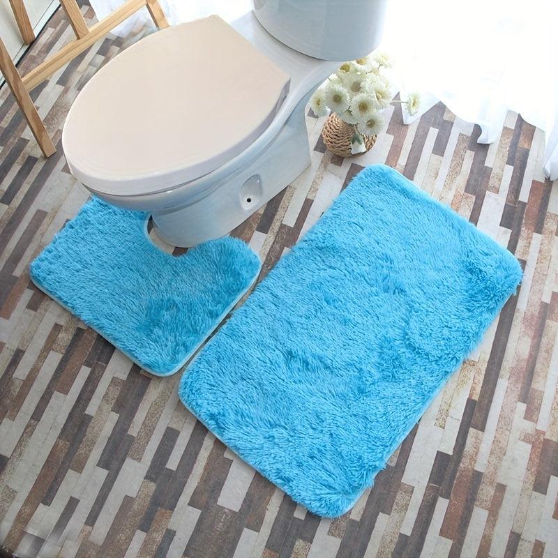 2pcs Waterproof Plush Bathroom Mats