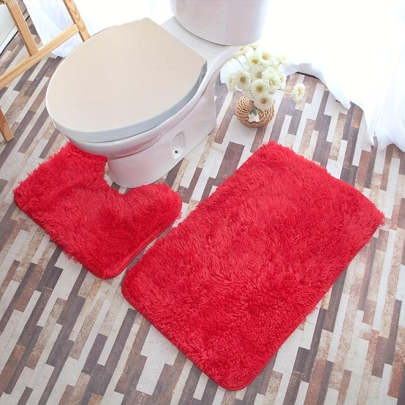 2pcs Waterproof Plush Bathroom Mats