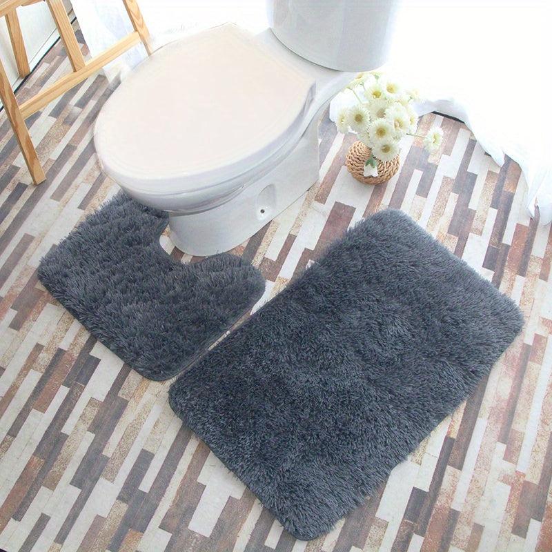2pcs Waterproof Plush Bathroom Mats