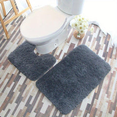 2pcs Waterproof Plush Bathroom Mats