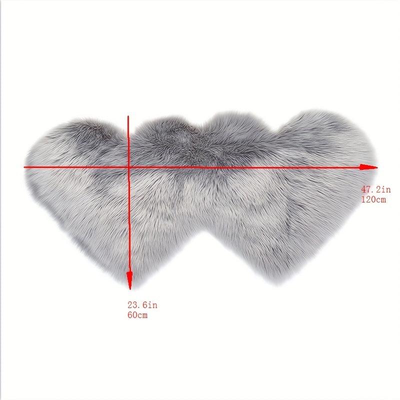 Double Heart Shape Fluffy Faux Sheepskin Rug for Living Room