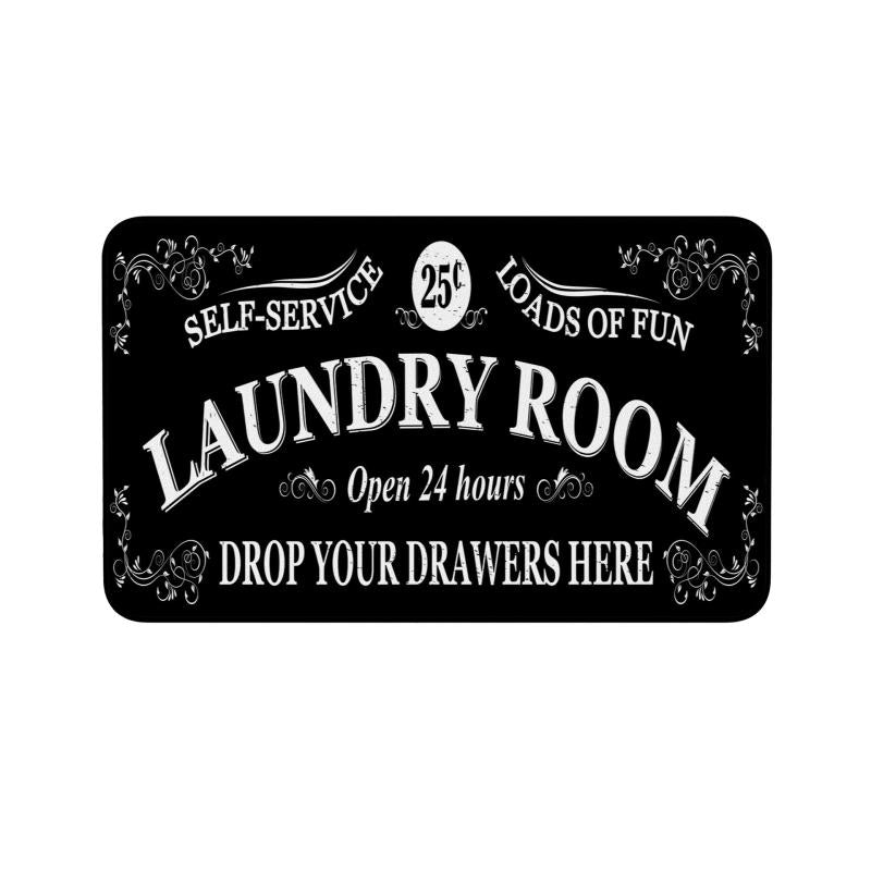 Vintage Laundry Room Kitchen Floor Mats Non Slip Waterproof Polyester