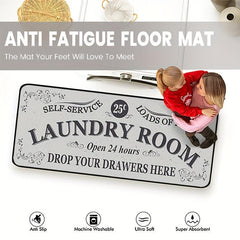 Vintage Laundry Room Kitchen Floor Mats Non Slip Waterproof Polyester