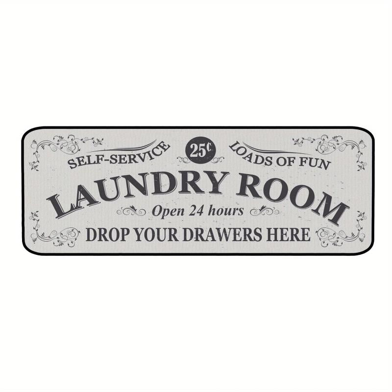 Vintage Laundry Room Kitchen Floor Mats Non Slip Waterproof Polyester