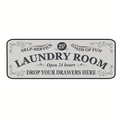 Vintage Laundry Room Kitchen Floor Mats Non Slip Waterproof Polyester