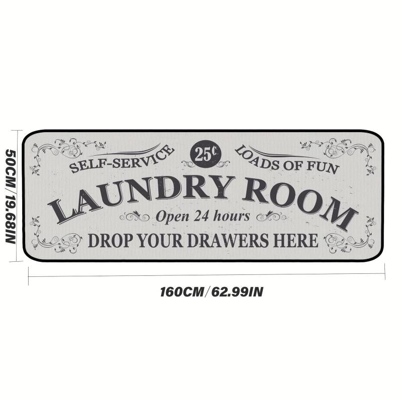 Vintage Laundry Room Kitchen Floor Mats Non Slip Waterproof Polyester