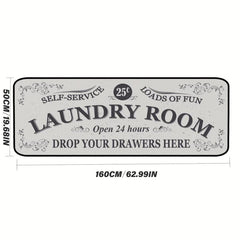 Vintage Laundry Room Kitchen Floor Mats Non Slip Waterproof Polyester