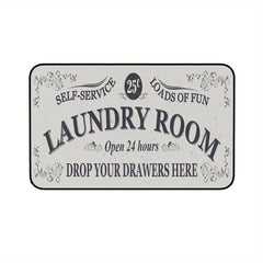 Vintage Laundry Room Kitchen Floor Mats Non Slip Waterproof Polyester