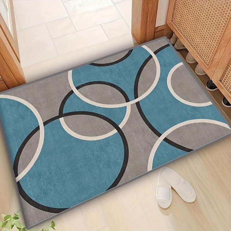Contemporary Abstract Circles Easy Maintenance Soft Area Rug