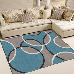 Contemporary Abstract Circles Easy Maintenance Soft Area Rug