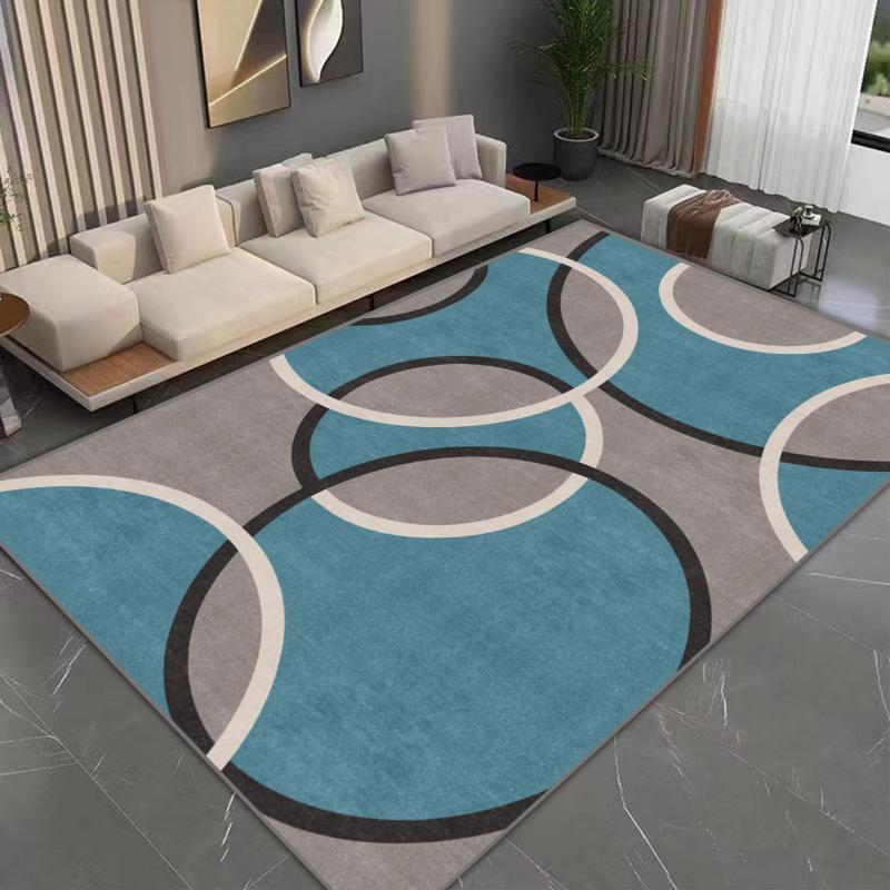 Contemporary Abstract Circles Easy Maintenance Soft Area Rug
