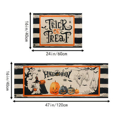 2pcs Flower Floor Mat Pumpkin Kitchen Mat Halloween Theme Skidproof Blanket