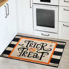 2pcs Flower Floor Mat Pumpkin Kitchen Mat Halloween Theme Skidproof Blanket
